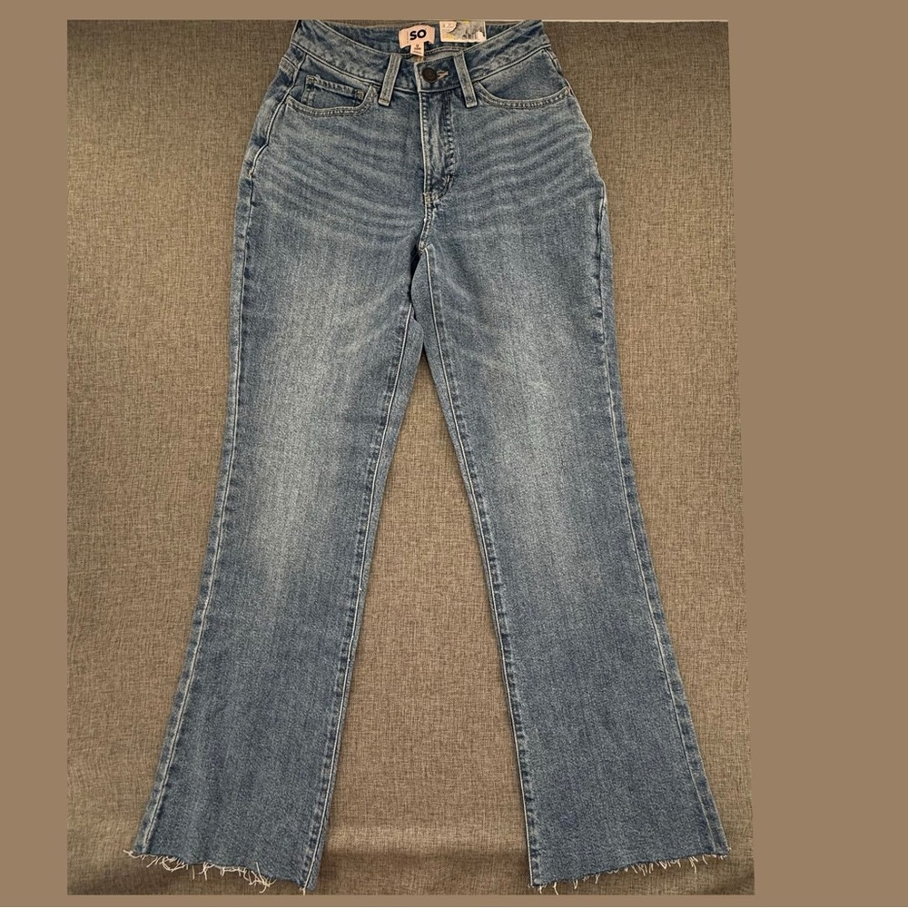NEW! Curvy High Rise 90's Bootcut Jeans Fringe Some Stretch Cotton Blend Size 0